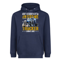 Navy awesome trucker big rig semi trailer truck driver gift men tank top Heavyweight Hoodie - linhVisuals