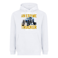 White awesome trucker big rig semi trailer truck driver gift men tank top Heavyweight Hoodie - linhVisuals