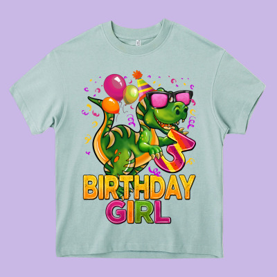 3rd Birthday Girl T Rex Pink Heavy Core Tee Designed By Cowgirlartshop