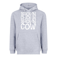 Heather Grey brown chicken brown cow Heavyweight Hoodie - linhVisuals