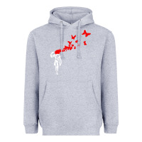 Heather Grey banksy Heavyweight Hoodie - linhVisuals