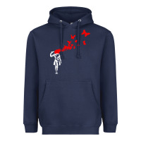 Navy banksy Heavyweight Hoodie - linhVisuals