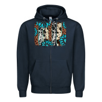 Navy gemstone leopard cowhide brushstroke Zipper Hoodie - AdoDesignShop