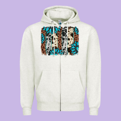 Gemstone Leopard Cowhide Brushstroke Zipper Hoodie Designed By Adodesignshop