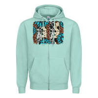 Seafoam gemstone leopard cowhide brushstroke Zipper Hoodie - AdoDesignShop