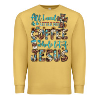 Antique Gold all i need is a little bit of coffee and o whole lot of jesus Premium Sweatshirt - JahusDesignShop