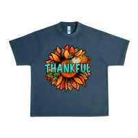 Midnight Navy thankful with sunflower bbs Urban Heavy Tee - BundleAndBundleShop