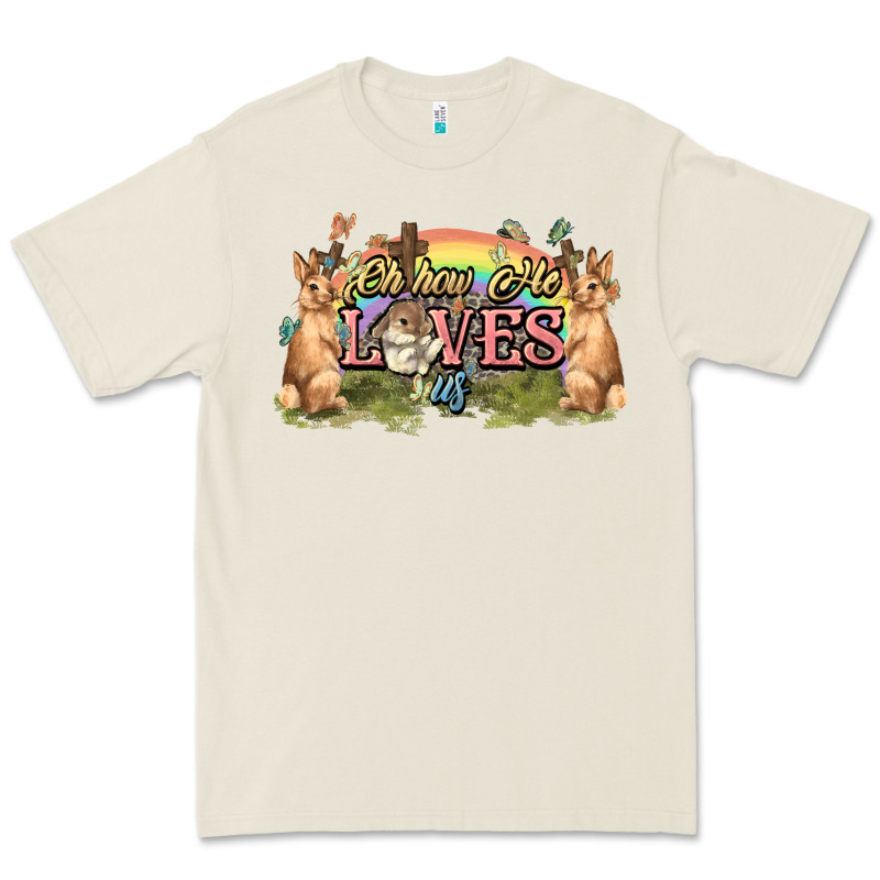 Oh How He Loves Us Cross Easter Day Premium Tee by HowdyJamesFarm | Teevron