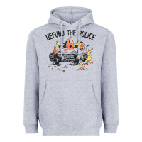 Heather Grey defund the police Heavyweight Hoodie - linhVisuals