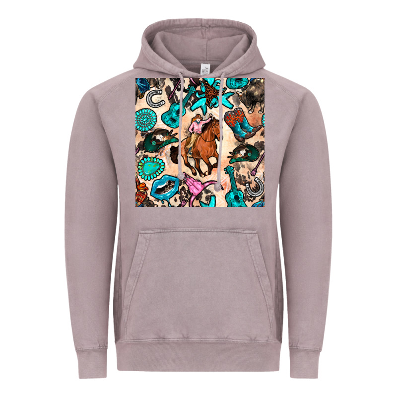 Western Cowgirl Seamless Pattern Vintage Hoodie by BundleAndBundleShop | Teevron