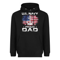 Black u.s navy proud dad with american flag gift veteran day t shirt Heavyweight Hoodie - linhVisuals