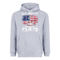 Heather Grey u.s navy proud dad with american flag gift veteran day t shirt Heavyweight Hoodie - linhVisuals