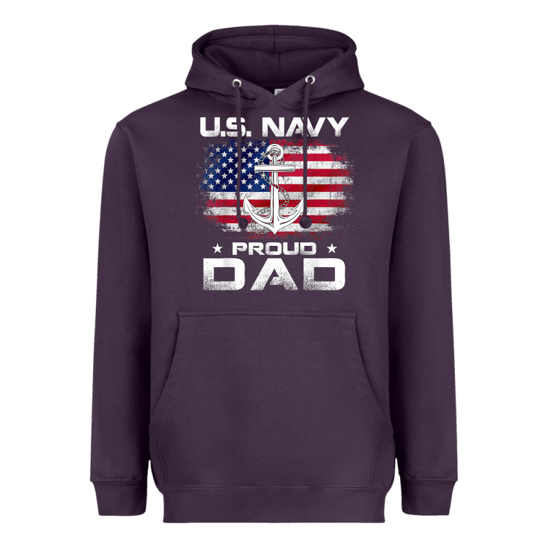 U.s Navy Proud Dad With American Flag Gift Veteran Day T Shirt Heavyweight Hoodie by linhVisuals | Teevron