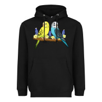Black cute budgies Heavyweight Hoodie - linhVisuals