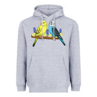 Heather Grey cute budgies Heavyweight Hoodie - linhVisuals