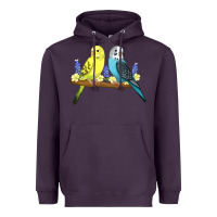 Plum cute budgies Heavyweight Hoodie - linhVisuals