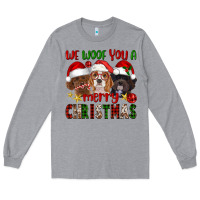 Heather Grey We Woof You A Merry Christmas Long Sleeve Tee - FaDigitalArtStudio