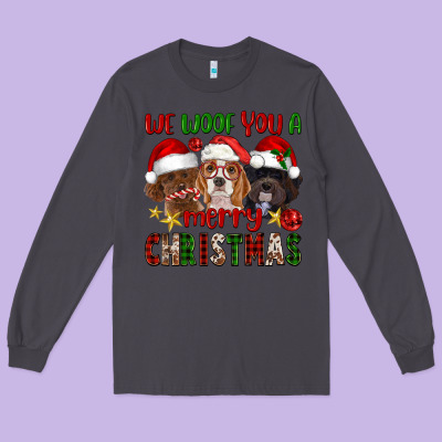 We Woof You A Merry Christmas Long Sleeve Tee Designed By Fadigitalartstudio