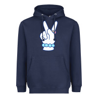 Navy girl peace sign Heavyweight Hoodie - linhVisuals