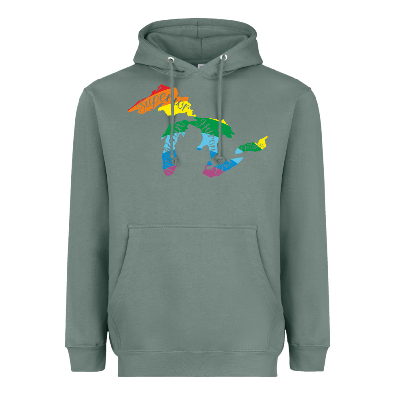 All Michigan Great Lakes Rainbow Colors Heavyweight Hoodie by linhVisuals | Teevron