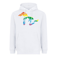 White all michigan great lakes rainbow colors Heavyweight Hoodie - linhVisuals