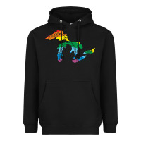 Black all michigan great lakes rainbow colors Heavyweight Hoodie - linhVisuals