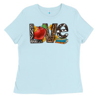 Baby Blue love teacher Ladies Tee - OliviaCreatesArt