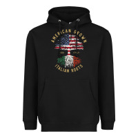 Black american grown italian roots italy flag vintage tree Heavyweight Hoodie - linhVisuals