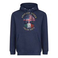 Navy american grown italian roots italy flag vintage tree Heavyweight Hoodie - linhVisuals