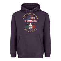 American Grown Italian Roots Italy Flag Vintage Tree Heavyweight Hoodie | Teevron