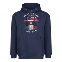 Navy american grown italian roots usa italy flag tree Heavyweight Hoodie - linhVisuals