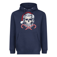 Navy bah humbug skull santa hat christmas funny quote Heavyweight Hoodie - linhVisuals