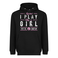 Black basketball gifts for girls i know i play like a girl try to keep up in Heavyweight Hoodie - linhVisuals