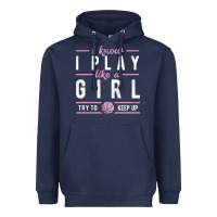 Navy basketball gifts for girls i know i play like a girl try to keep up in Heavyweight Hoodie - linhVisuals