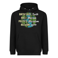 Black birthplace earth race human politics freedom religion love equality al Heavyweight Hoodie - linhVisuals