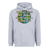 Heather Grey birthplace earth race human politics freedom religion love equality al Heavyweight Hoodie - linhVisuals