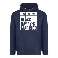 Navy black happy & married funny wedding gifts Heavyweight Hoodie - linhVisuals