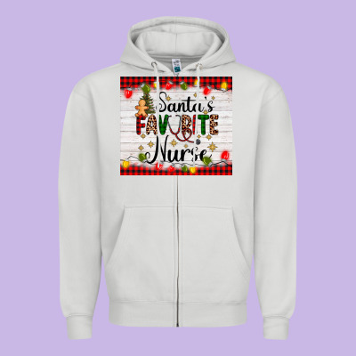 Santa's Favorite Nurse Zipper Hoodie Designed By Adodesignshop