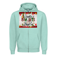 Seafoam santa's favorite nurse Zipper Hoodie - AdoDesignShop