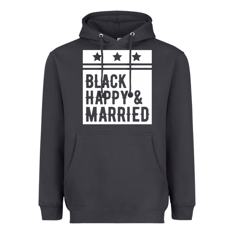 Black Happy & Married Funny Wedding Gifts Heavyweight Hoodie by linhVisuals | Teevron