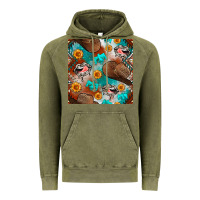 Vintage Olive western cowboy hat seamless pattern Vintage Hoodie - BundleAndBundleShop
