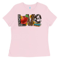 Bubblegum Pink love teacher Ladies Tee - OliviaCreatesArt