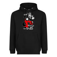 Black big bad wolf Heavyweight Hoodie - linhVisuals
