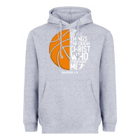 Heather Grey christian basketball i can do all things through christ philippians 41 Heavyweight Hoodie - linhVisuals