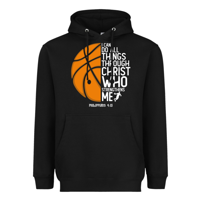 Christian Basketball I Can Do All Things Through Christ Philippians 41 Heavyweight Hoodie by linhVisuals | Teevron