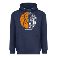 Navy christian basketball i can do all things through christ philippians 41 Heavyweight Hoodie - linhVisuals