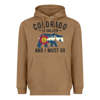 Toasted Coconut colorado is calling and i must go state flag with wild bear Heavyweight Hoodie - linhVisuals