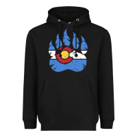 Black colorado state flag bear paw print pocket place Heavyweight Hoodie - linhVisuals