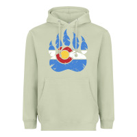 Matcha colorado state flag bear paw print pocket place Heavyweight Hoodie - linhVisuals