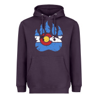 Plum colorado state flag bear paw print pocket place Heavyweight Hoodie - linhVisuals